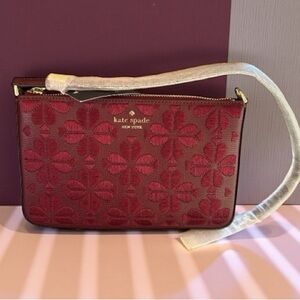 Kate Spade Dark Merlot Burgundy Floral Wristlet NWT